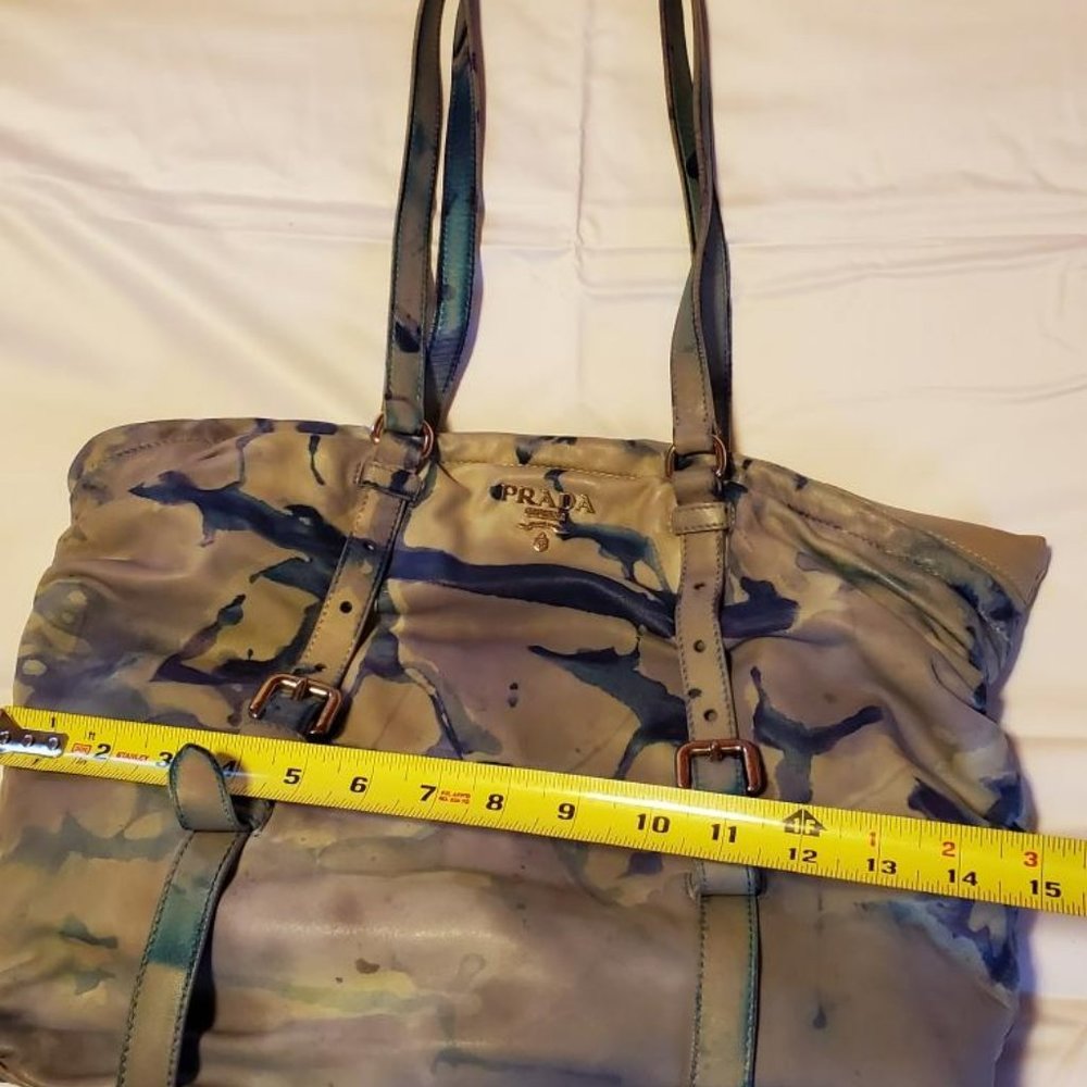 Prada Leather purse hobo tote bag tie dyed XL gray blue purple limited edition - Picture 14 of 16